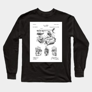 Vintage Revolver Patent - Gun Lover Firearms Shop Art - White Long Sleeve T-Shirt